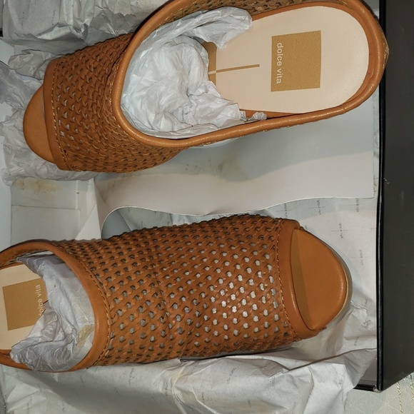 Dolce Vita New BROOKS Clog Woven Leather Platform Mules Shoe NIB Nude Tan Womens - Picture 14 of 16